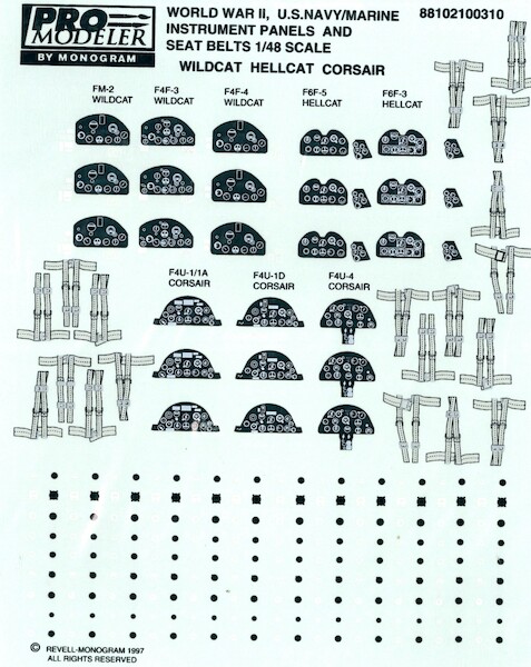 US Navy & Marine fighter Instrument panels WW2  MG88-1021