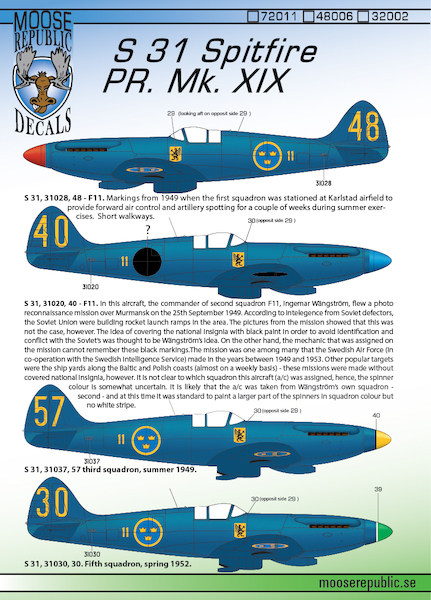 Supermarine S31 Spitfire PR Mk XIX (Swedish AF) 32002
