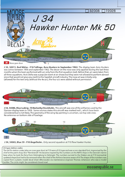 Hawker Hunter F MK50 (J34) in Swedish Air Force 32006