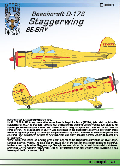 Beechcraft D17S Staggerwing (SE-BRY) 48001