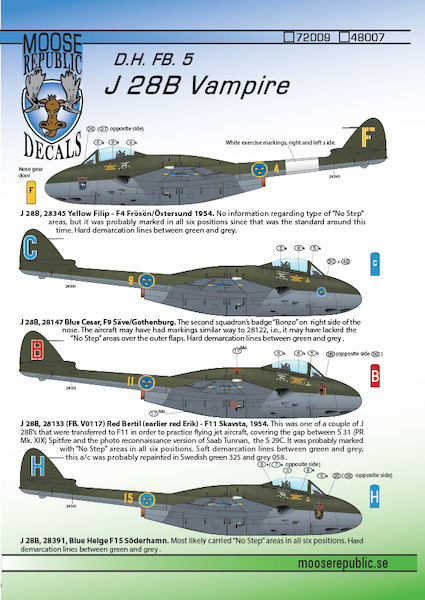 De Havilland J28B Vampire Mk FB5 (Swedish AF) 48007