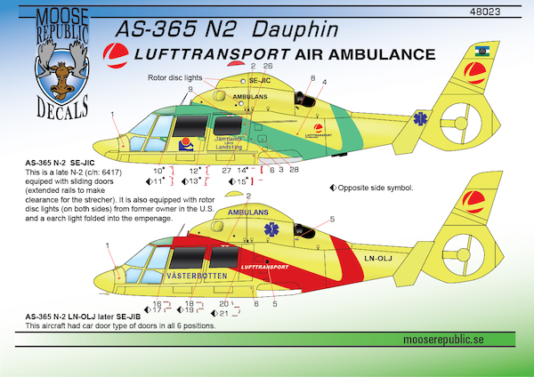 AS365N2 Dauphin (Swedish Lufttransport Air Ambulance) 48023