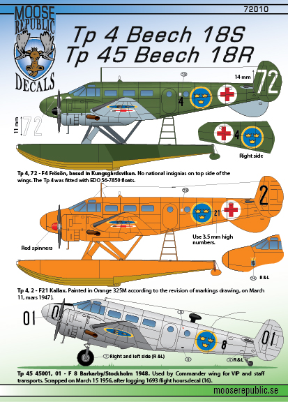 TP4 / TP45 Beech 18S/R (Swedish AF)  72010