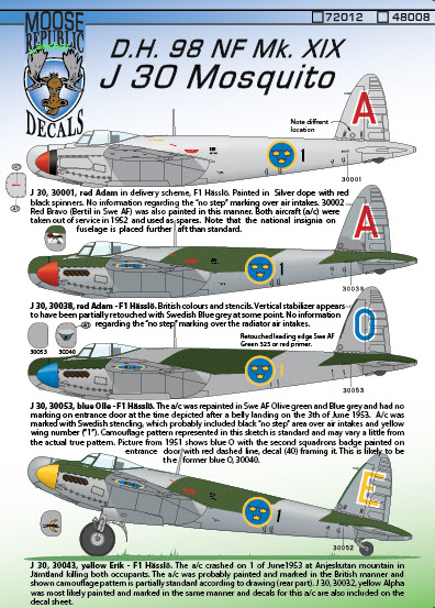 DH98 Mosquito NF MkXIX (J30) in Swedish Air Force 72012