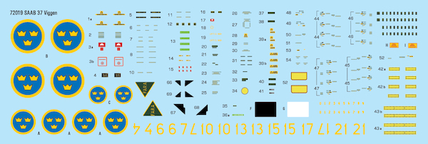 SAAB 37 Viggen Markings and stencils for all versions 72019