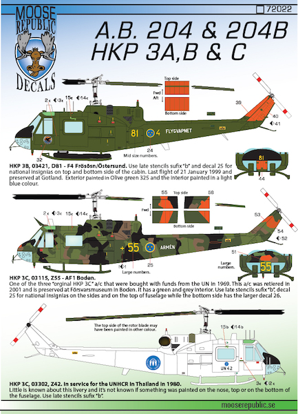 Bell AB204 and AB204B (HKP3A/B/C) in Swedish AF  72022
