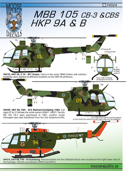 MDD105 CB3 and CBS (HKP9A & HKP9B (Swedish AF) 72024