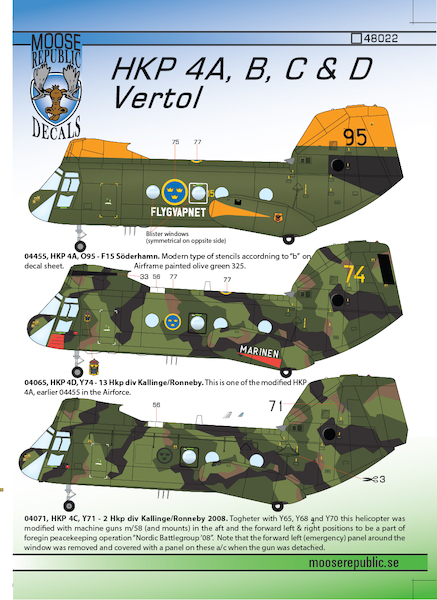 Boeing Vertol 107 (HKP4A/B/C/D) in Swedish Service 72025