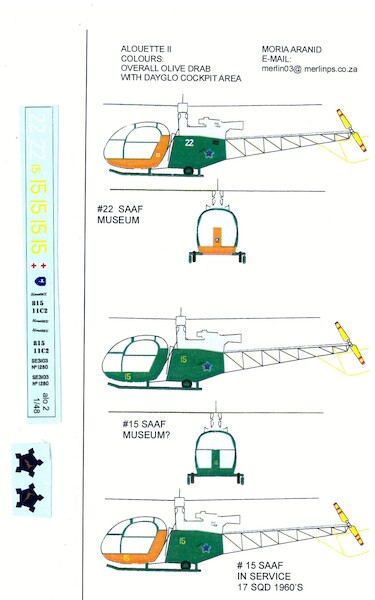 Allouette III Stencils SAAF  ARANID D7215