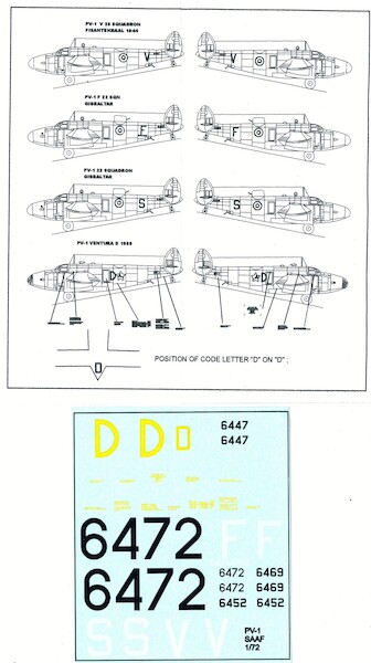 Lockheed PV1 ventura (SAAF, no roundels or castles included)  ARANID D7216
