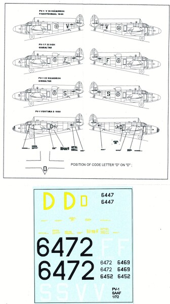 Lockheed PV1 ventura (SAAF, no roundels or castles included) ARANID D7216
