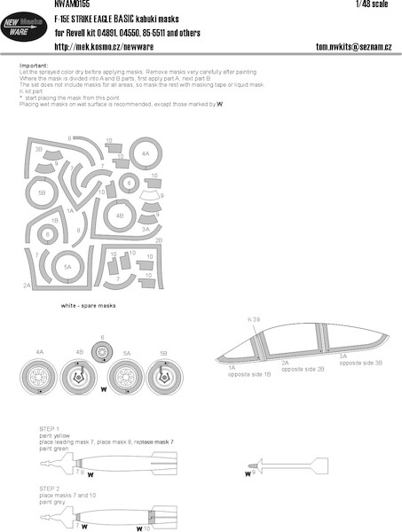F15E Strike Eagle Airbrush Masks - BASIC- (Revell)  NWAM0155