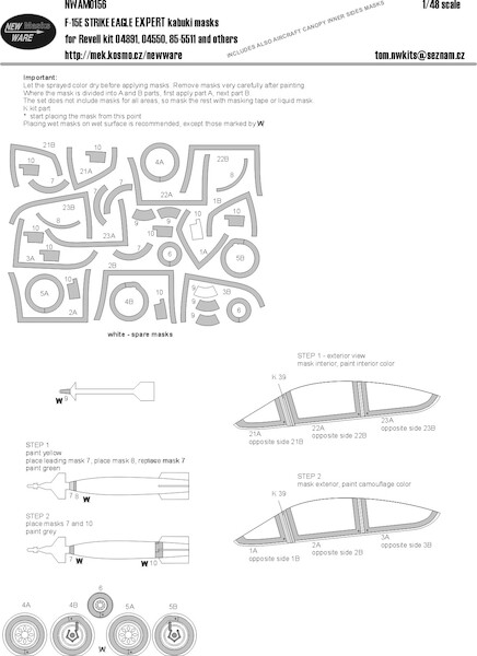 F15E Strike Eagle Airbrush Masks - EXPERT- (Revell)  NWAM0156