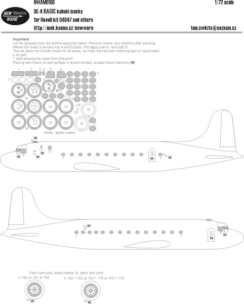 Douglas DC4 Airbrush Masks - BASIC- (Revell)  NWAM0160