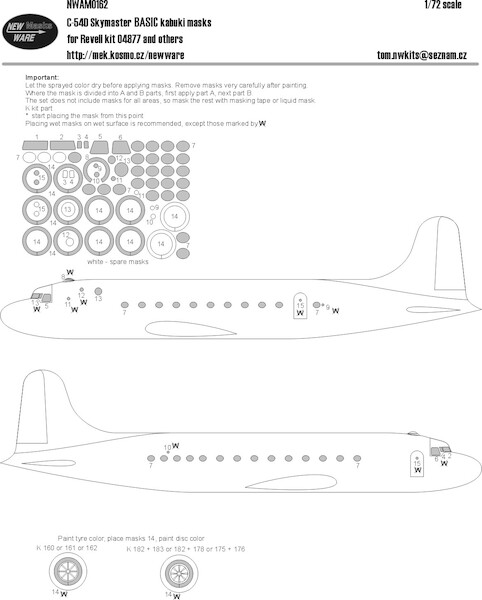 Douglas C54D Skymaster Airbrush Masks - BASIC- (Revell)  NWAM0162