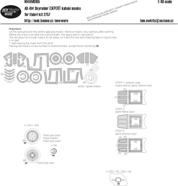 Douglas AD4W Skyraider Airbrush Masks - EXPERT- (Italeri) NWAM0165
