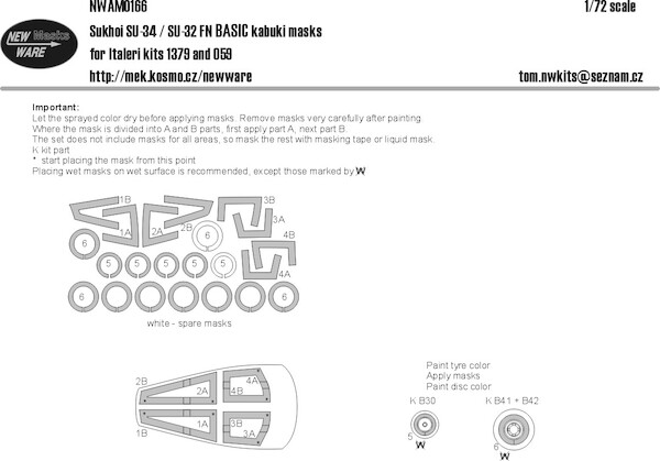 Suchoi SU34 Fullback Airbrush Masks - BASIC- (Italeri) NWAM0166