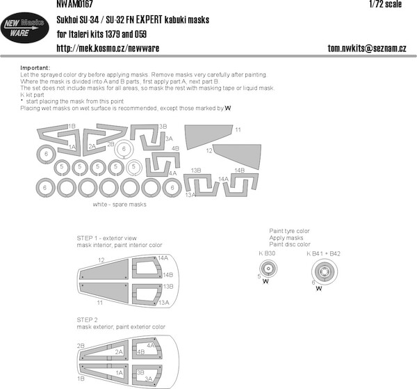 Suchoi SU34 Fullback Airbrush Masks - EXPERT- (Hobby Boss)  NWAM0167