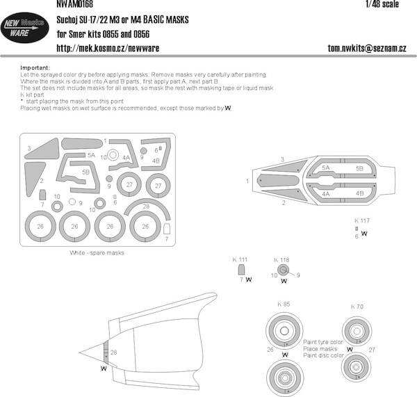 Suchoi SU17/22 Fitter Airbrush Masks - BASIC - (SMER)  NWAM0168