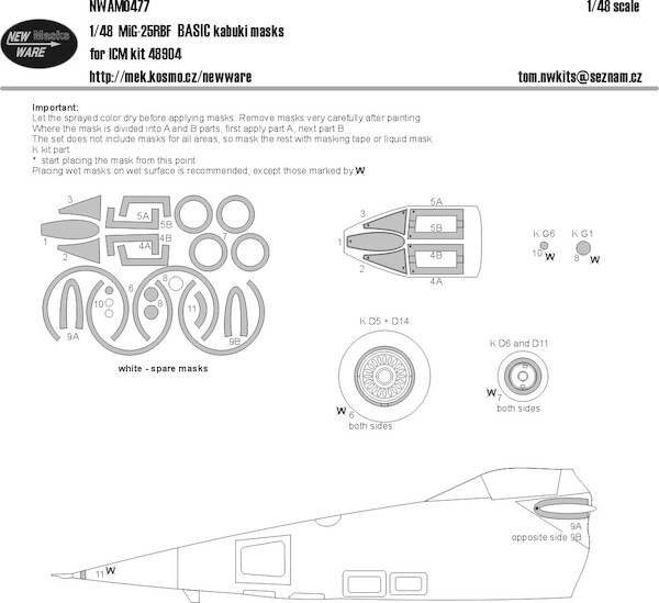 Mikoyan MiG25RBF Foxbat BASIC painting Masks (ICM)  NWAM0477