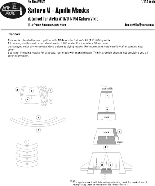Apollo 11 Saturn V Airbrush Masks (Airfix) NWAM0611