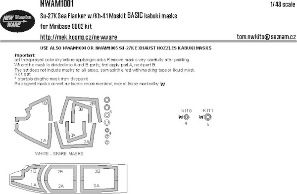 Sukhoi Su27K Sea Flanker with Kh41 Moskit BASIC Painting Masks (Minibase)  NWAM1001
