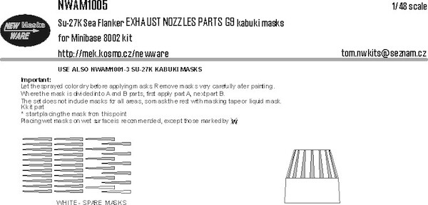 Sukhoi Su27K Sea Flanker Exhaust nozzles parts G9 Painting Masks (Minibase)  NWAM1005