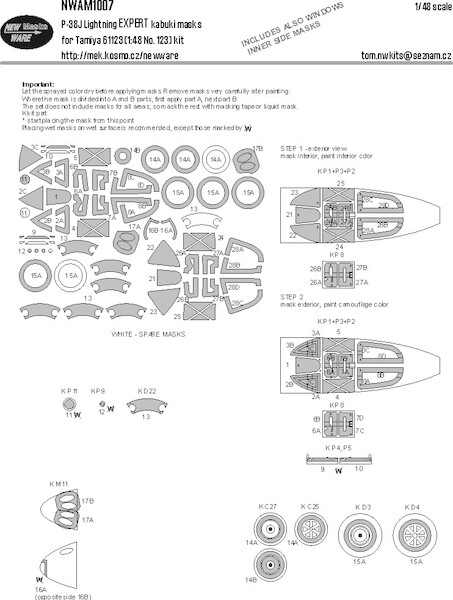 Lockheed P38J Lightning EXPERT Painting Masks (Tamiya)  NWAM1007