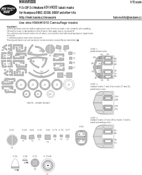 Lockheed P2V (SP2) Neptune ADVANCED Painting Masks (Hasegawa)  NWAM1008