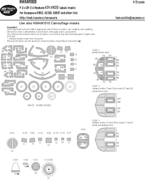 Lockheed P2V (SP2) Neptune ADVANCED Painting Masks (Hasegawa)  NWAM1008