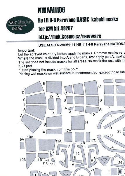 Heinkel He111H-8 Paravane BASIC Painting Masks (ICMr)  NWAM1109
