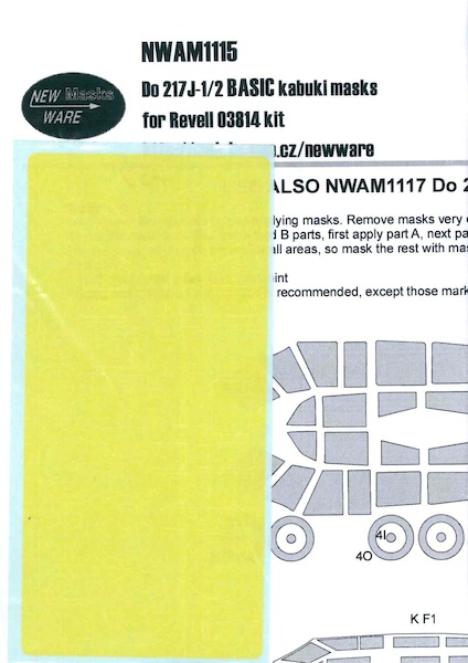 Dornier Do217J-1/2 BASIC Painting Masks (Revell) NWAM1115