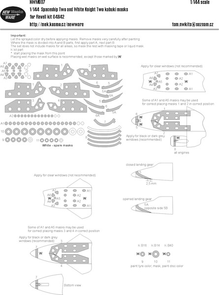 Spaceship Two and white Knight two Masks (Revell)  NWM0128