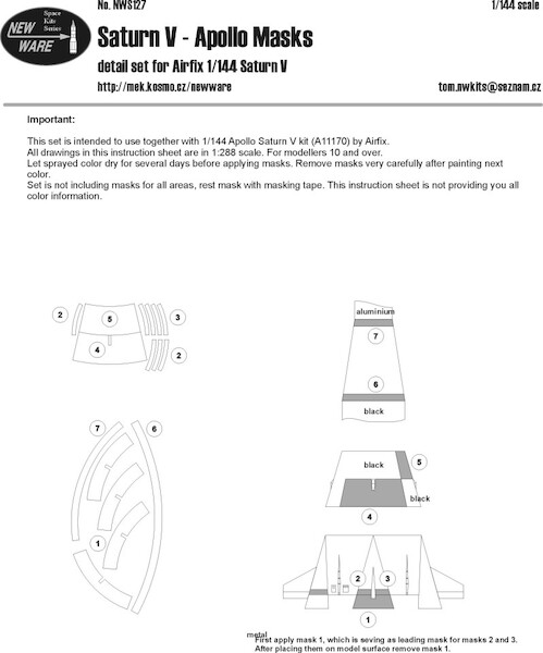 Saturn V - Apollo Airbrush Masks (Airfix) NWS127M