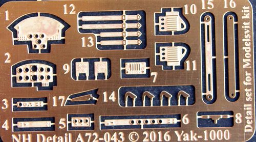 Yakovlev Yak1000 Detail set (Modelsvit) A72-043