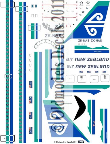 Boeing 737-200 (Air New Zealand blue/teal Delivery Scheme) OMD-B737-20007