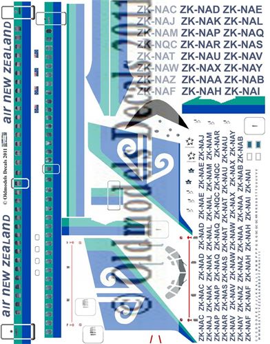 Boeing 737-200 (Air New Zealand blue/teal Scheme) OMD-B737-7206