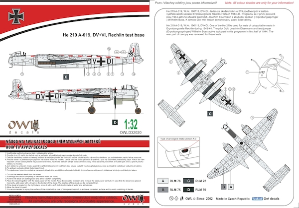 Heinkel He219A-019, (DV+VI, Rechlin test base)  OWLD32020