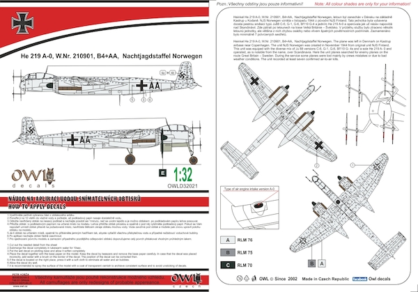 Heinkel He219A-0, (B4+AA, Nachtjagdstaffel Norwegen) OWLD32021