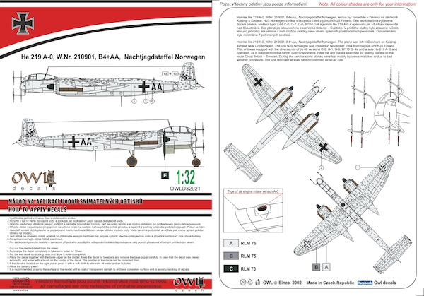 Heinkel He219A-0, (B4+AA, Nachtjagdstaffel Norwegen)  OWLD32021