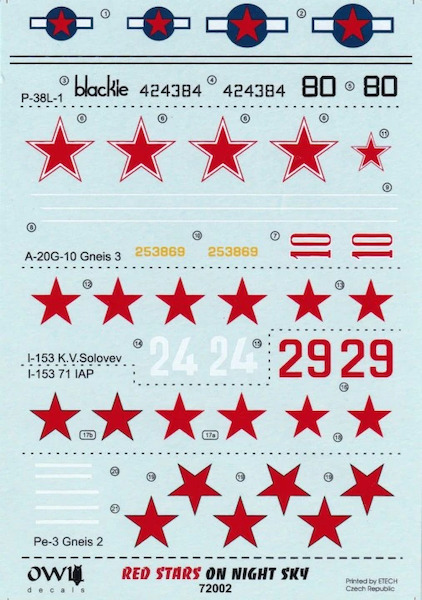Red Stars on night sky (Soviet night fighters of WW2, A20G, Pe2, I-153) OWLD72002