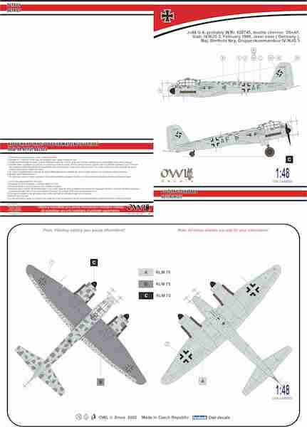Junkers Ju88G-6 (Maj. Berthold Ney. Gruppencommandeur IV./NJG3) OWLDA48005