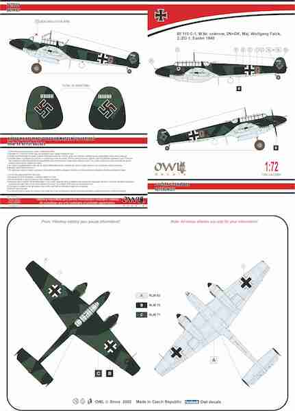 Messerschmitt BF110C-1 (Hauptmann Wolfgang Falck 1./ZG1 ) OWLDA72004