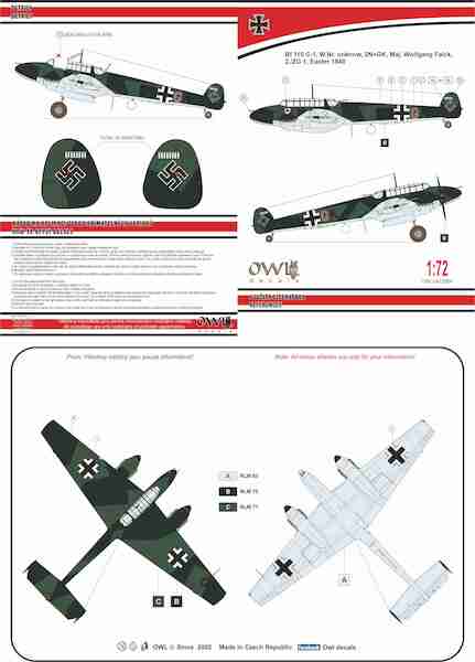 Messerschmitt BF110C-1 (Hauptmann Wolfgang Falck  1./ZG1 )  OWLDA72004