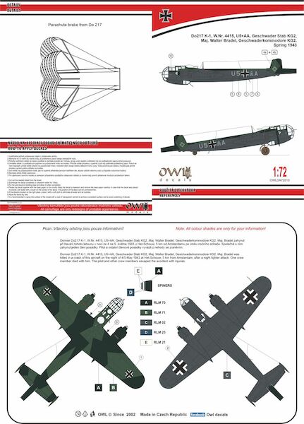 Dornier Do217M-1 (U5+AA, Walter Bradel Stab./KG2)  OWLDA72010