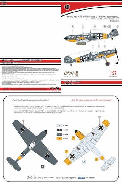 Messerschmitt BF109E-7/B (^+C, 5.(Schl.)/LG2) OWLDA72014