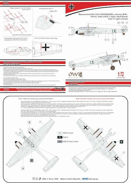 Messerschmitt BF110G-4 (Hptm. Adolf Breves Stab II/NJG1)  OWLDA72017