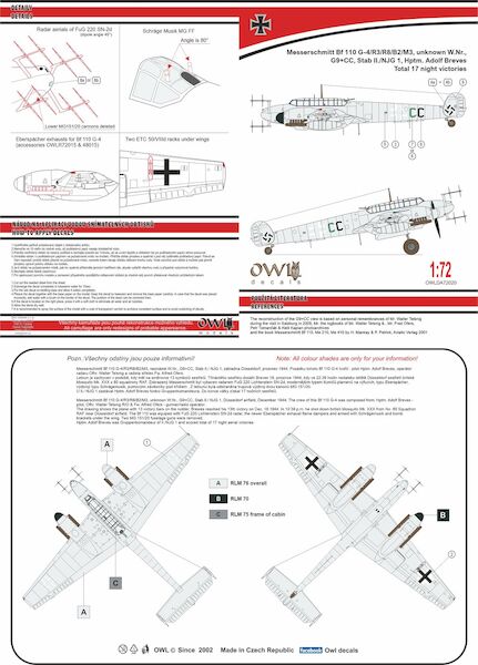 Messerschmitt BF110G-4 (Hptm. Adolf Breves Stab II/NJG1) OWLDA72017