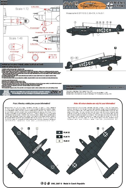 Messerschmitt BF110D-3 Spanner Anlage (G9+CM, 4./NJG1) OWLDS48003