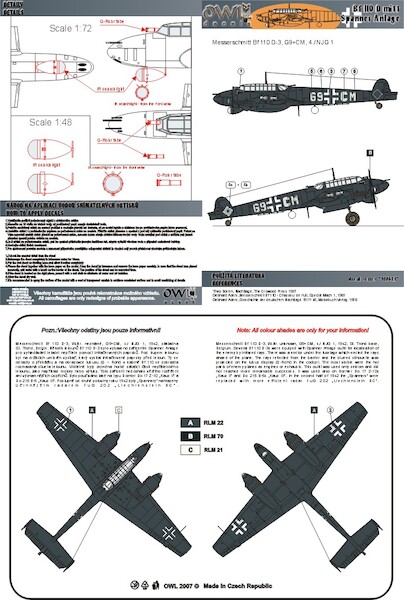 Messerschmitt BF110D-3 Spanner Anlage (G9+CM, 4./NJG1)  OWLDS48003